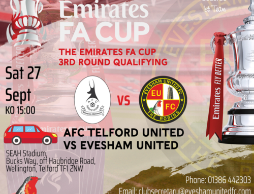 FA Cup 3rd Qualifying Round visit to Shropshire for the Robins